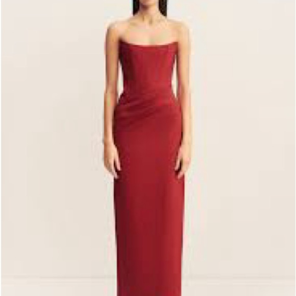 Shona Joy Elegant Red Corset Strapless Dress